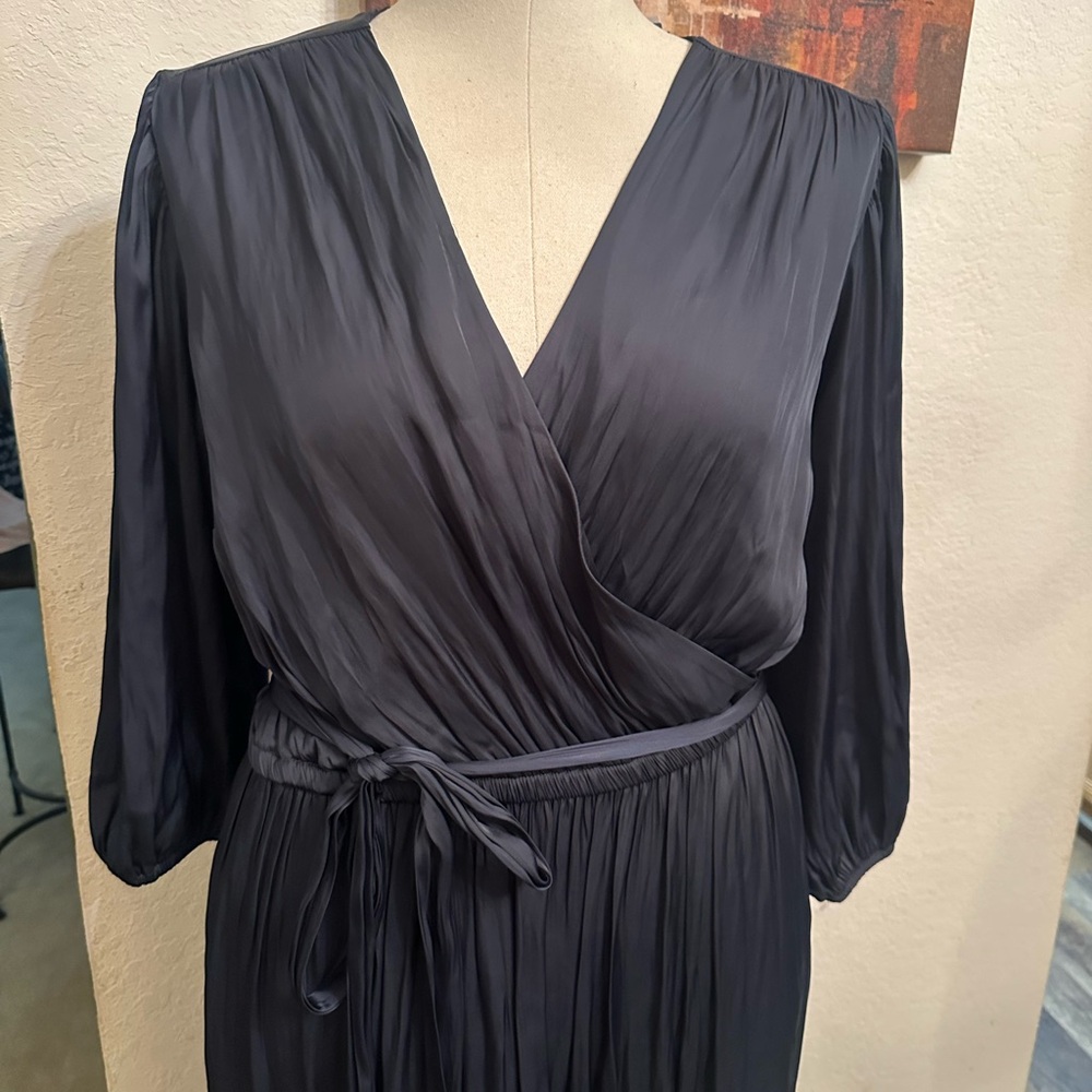 New! Martime Blue faux wrap dress with tiers size 18